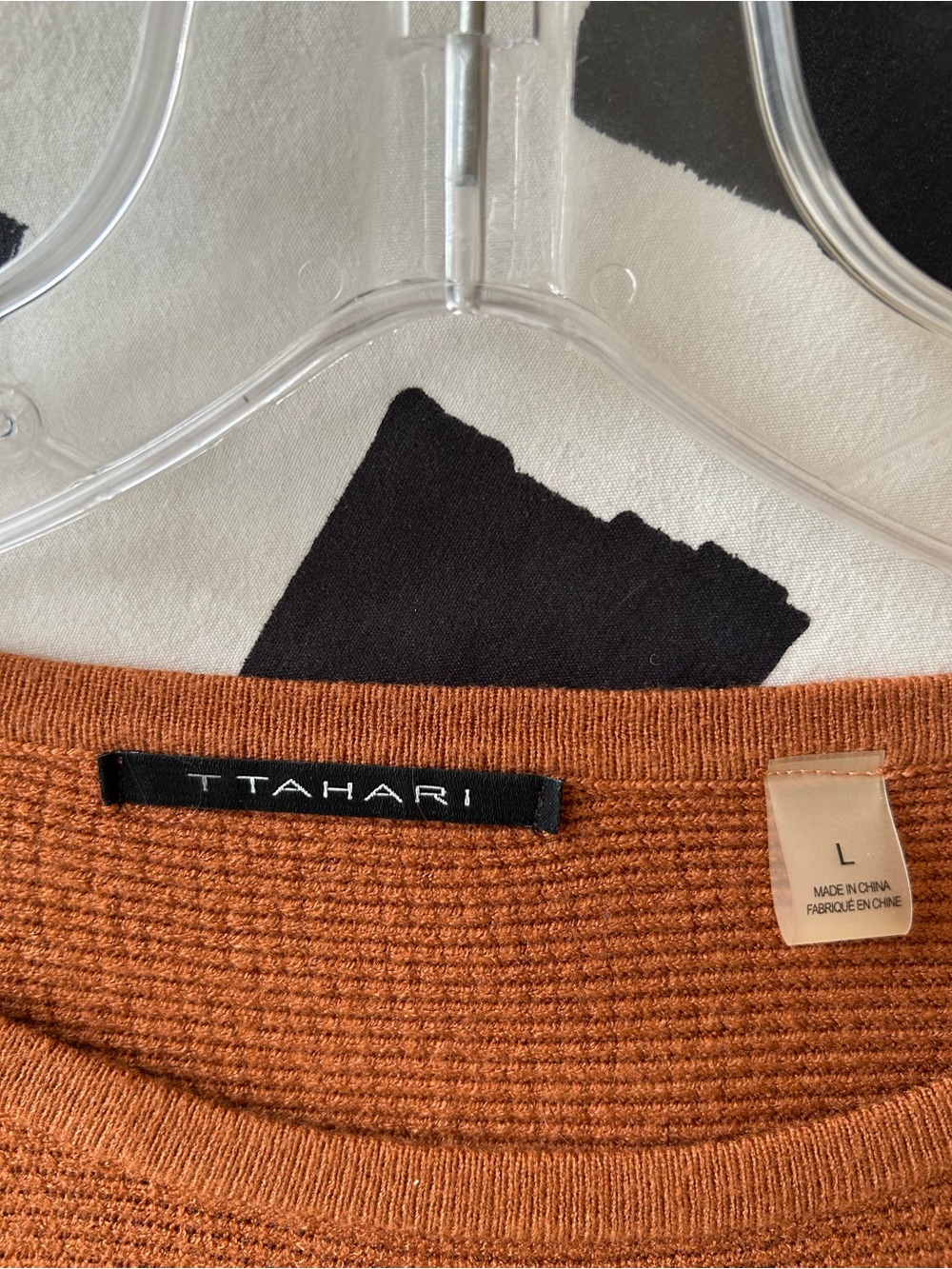 T Tahari Rust Boatneck Waffle-Knit Sweater - Picture 2 of 2
